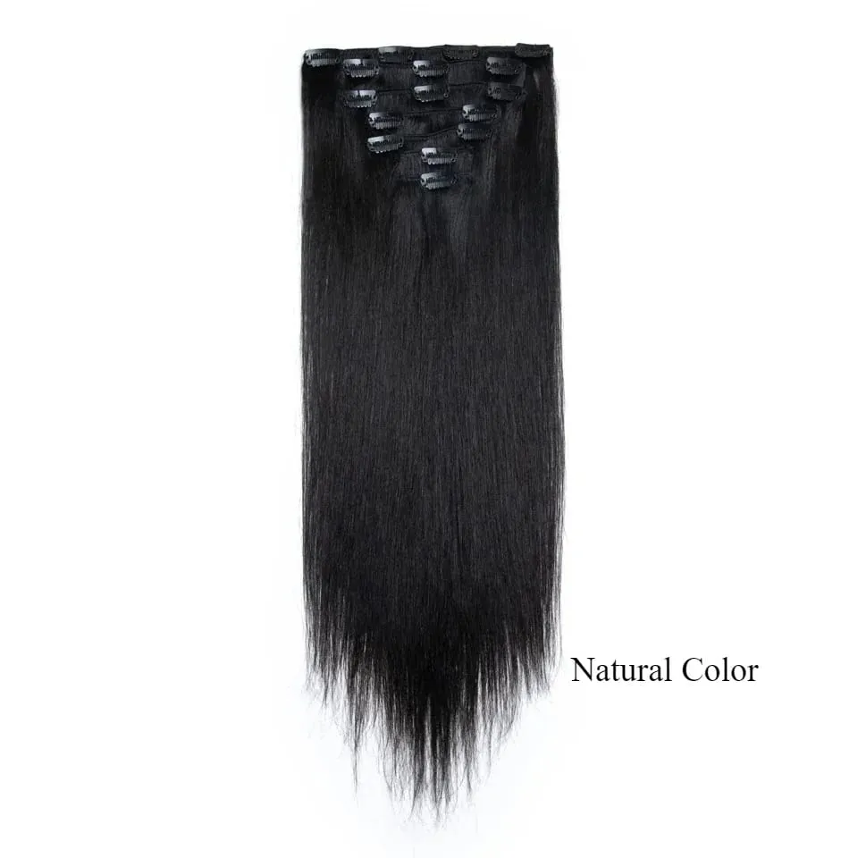 7PCS Double Weft Balayage คลิปต่อผมมนุษย์สีน้ำตาลอ่อนถึง Bleach สีบลอนด์ Ombre Remy ธรรมชาติตรงไม่มีรอยต่อสำหรับ Wo — image 17
