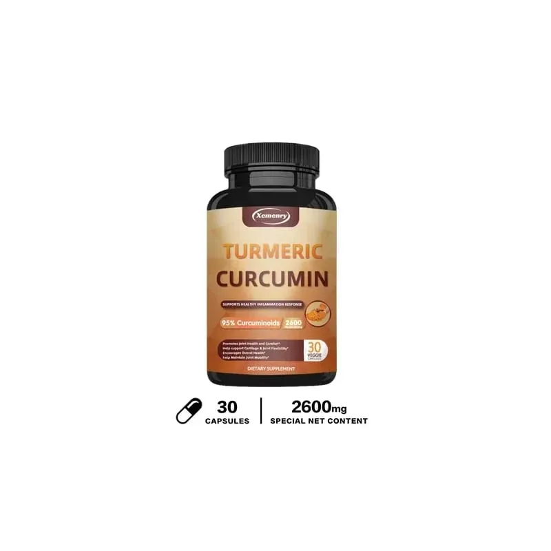 Integratore in capsule di curcuma e curcuma con estratto di pepe nero BioPerine per il supporto digestivo e immunitario articolare