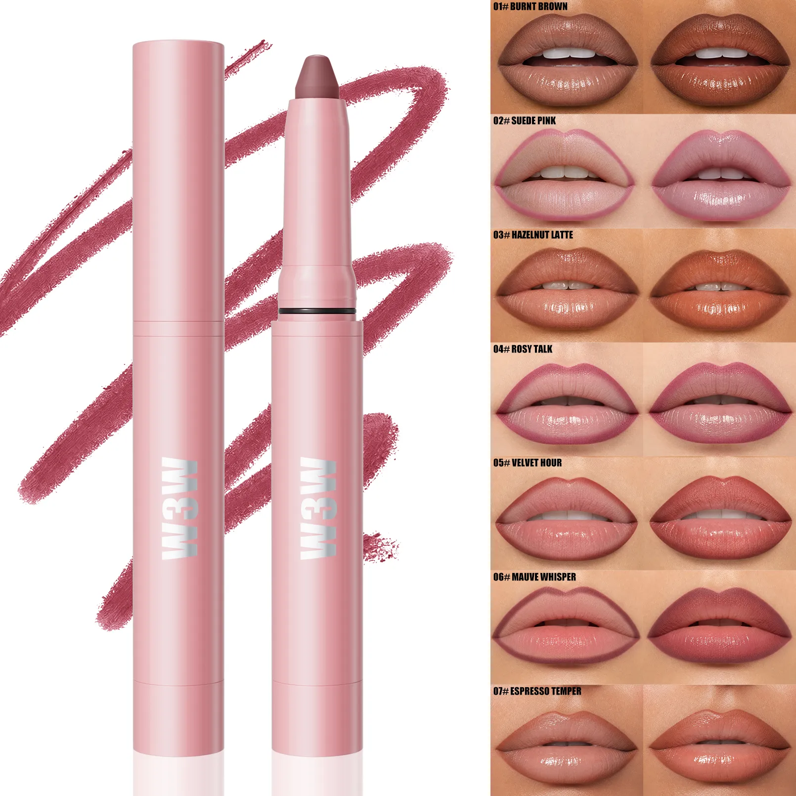 Waterproof Matte Lip Liner Pencil for Women Easy Glide Long-Lasting Natural Lip Outline Cosmetic Makeup — image 1