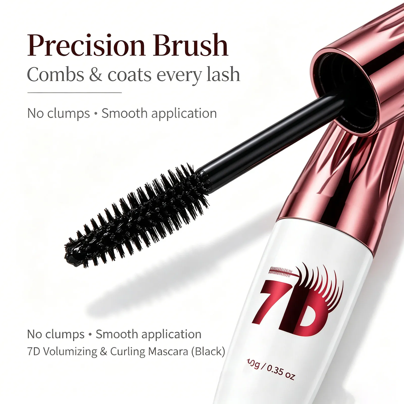 Mascara noir volumateur et recourbé 7D – Lifting et recourbement naturel des cils, anti-taches, sans flocons, maquillage imperméable pour les yeux, non agglomérant — image 6
