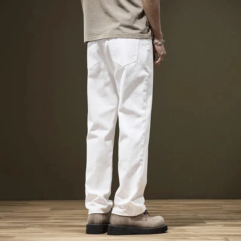 Grand homme jean blanc droit Extra Long garçons allongé grande taille 42 44 46 48 pantalon en Denim extensible en coton ample pantalon homme — image 4