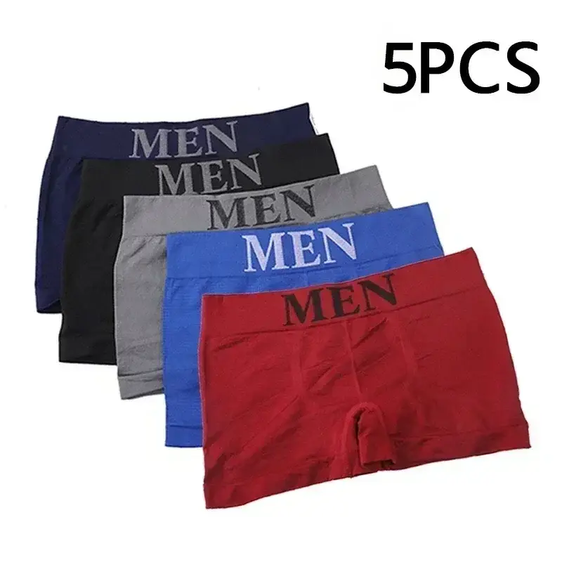 5 Pcs Men’s Boxer Briefs High Elastic Breathable Underwear Soft Cotton Stretch Shorts Comfortable Plain Color Panties 3256812862724852 — image 4