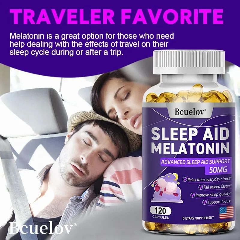 Bcuelov Melatonin Dietary Supplement for Promotes Relaxation and Sleep Health 25mg 30/60/120 Capsules Vegan | Gluten Free — image 5
