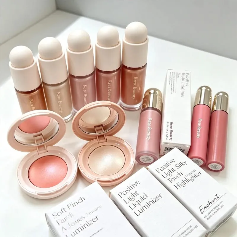 Rare Beauty Powder Blush Highlight Brighten Highlighter Mirror ชุดแต่งหน้าใบหน้าเรืองแสงติดทนนานเพื่อผิวกระจ่างใสอย่างเป็นธรรมชาติ — image 2