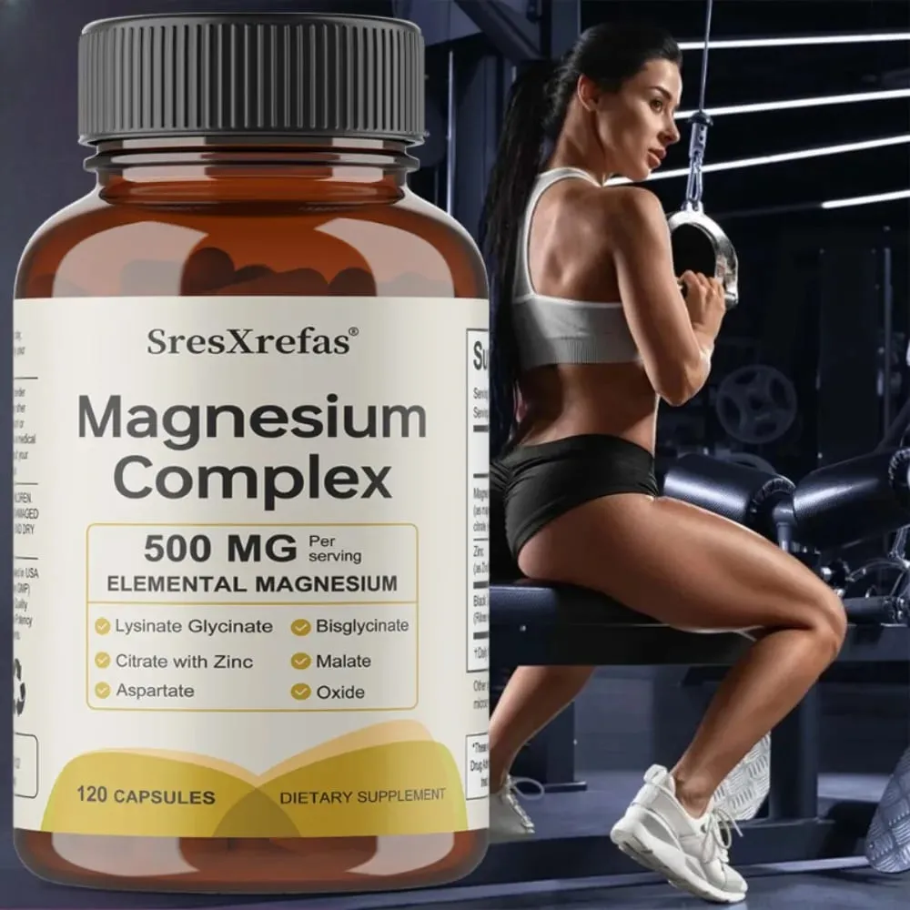Kapsul Magnesium Kompleks 6 in 1 - Meningkatkan Tidur Nyenyak & Meredakan Otot Mendukung Otot Tulang dan Kesehatan Jantung