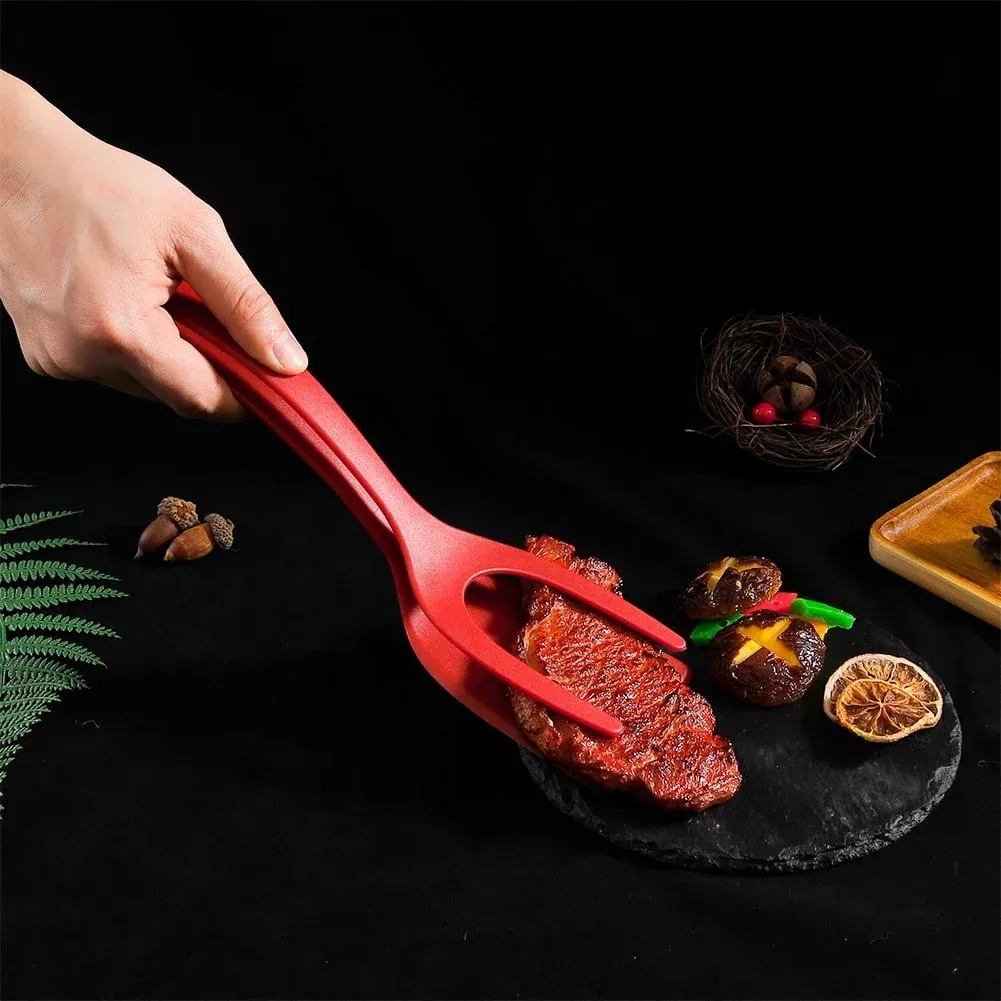 Egg Flipper Spatula 2 in 1 Grip and Flip Spatula Tongs Silicone Egg Flipper Tool Fish French Toast Tongs Non-Stick Cooking — image 5