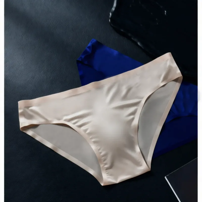 Slip sans couture pour hommes, sous-vêtements en soie glacée, pochette 3D, respirant, séchage rapide, taille basse, élastique, doux, couleur unie — image 5