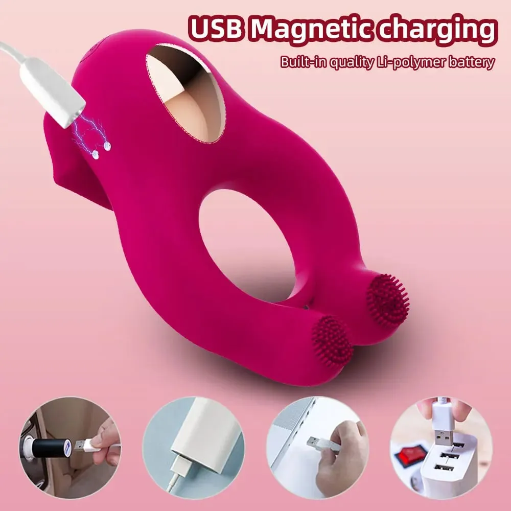 Menghisap Lidah Menjilat Kelentit Perangsang Ejakulasi Tertunda Ejakulasi Cincin CockCincin Perangsang Kelentit Skrotum Massager Erotik SeksMainan untuk Pasangan — image 5