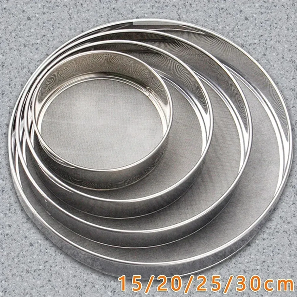 Stainless Steel Flour Sieve 40 Mesh Filter 15/20/25/30CM Kitchen Mesh Flour Sifter Flour Sieve Sifters Shakers Mesh Baking Tools — image 5