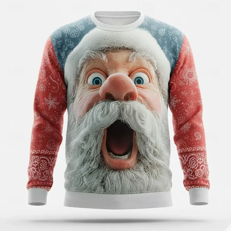 2025 Natale Autunno Inverno Babbo Natale Grafica Design Felpe casual da uomo Girocollo Pullover Manica lunga Trendy Streetwear — image 5