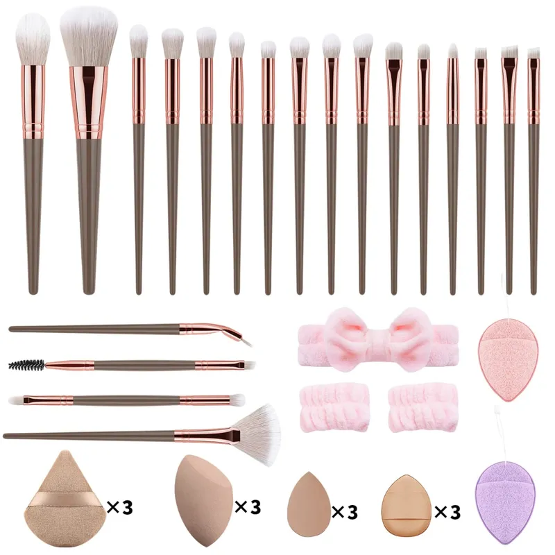 Kit di strumenti per trucco da 37 pezzi, pennelli per trucco da 20 pezzi, con fascia per capelli, soffio di cipria, spugna per il viso — image 13