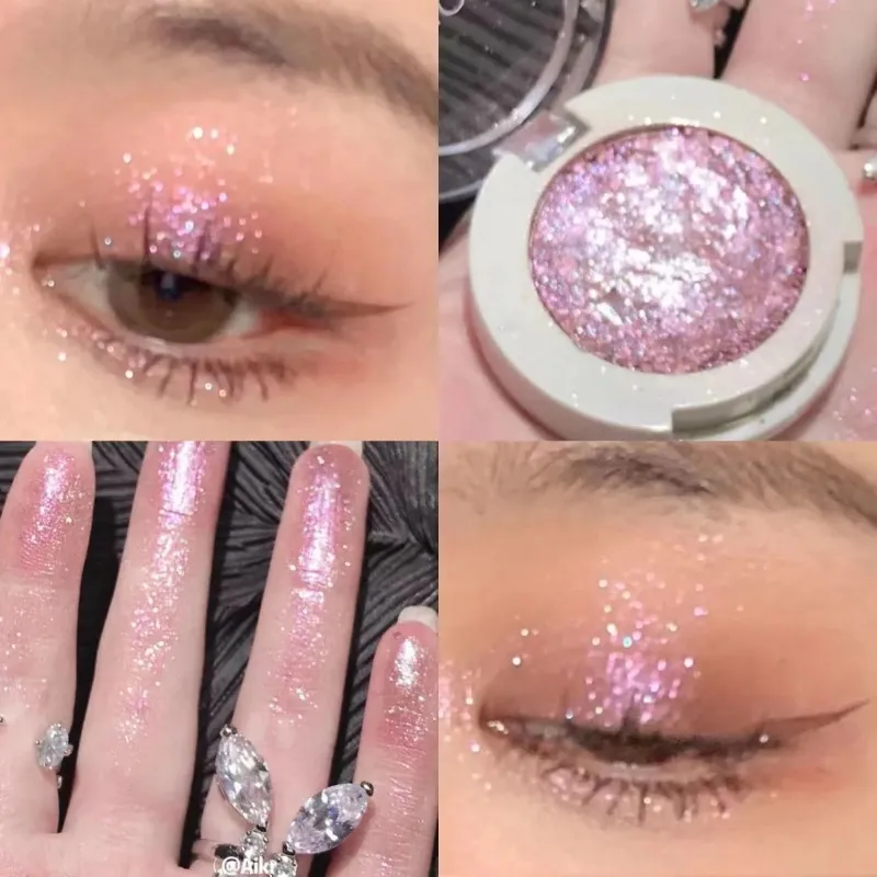 Monochromer Glitzer-Lidschatten, goldglänzender, erhellender Augen-Make-up, langanhaltender, aufhellender Augen-Make-up, perlmuttartiger Schimmer-Lidschatten — image 4