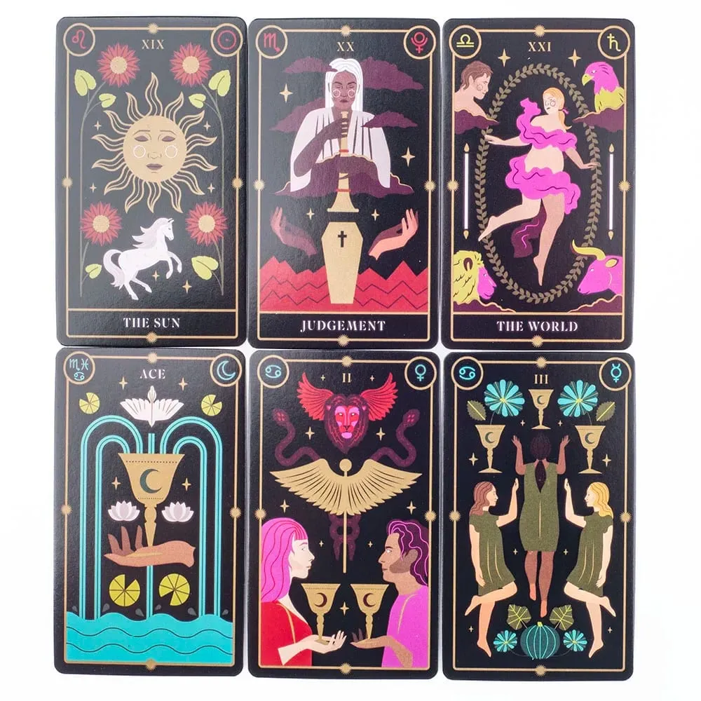 Mazzo di tarocchi magici con guida Carte con bordi colorati Fate Divinazione Giochi di carte Cartomanzia Gioco da tavolo per feste 10,3x6,1 cm — image 5