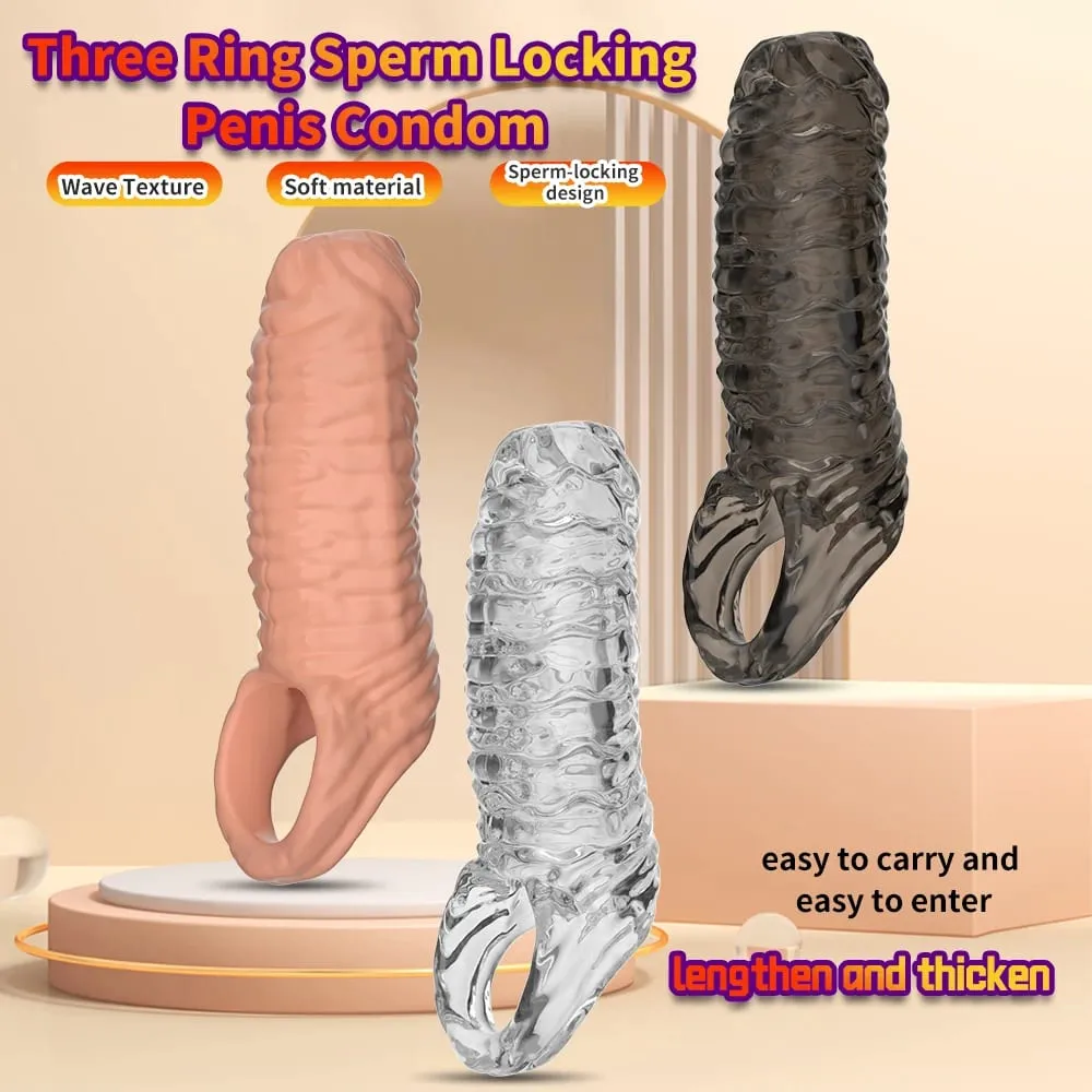 Muži Delay Lock Sperm Jemný Mužský kondom Prodlužovač erekce penisu Zlepšovač erekce Dick Prsten na penis Sexuální hračky Silikon Intimní zboží — image 2