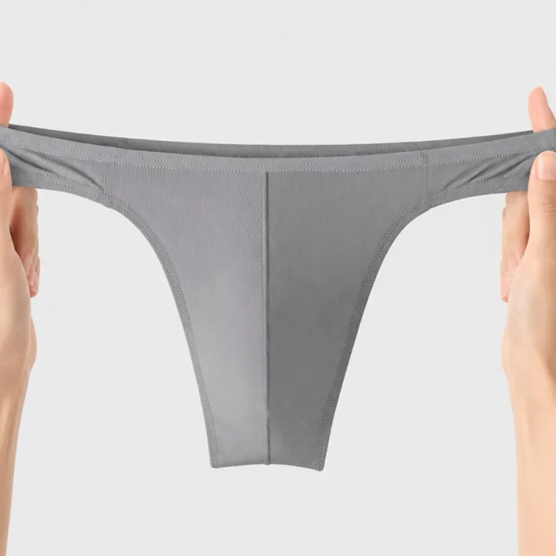 Perizoma in seta di ghiaccio Uomo Intimo sexy Morbido perizoma a costine Mutande traspiranti Mutandine senza cuciture Lingerie maschile Slip con custodia rigonfia — image 13