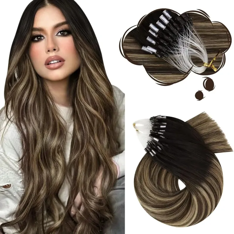 Moresoo Micro Link-Haarverlängerungen, Echthaar, Mikro-Loop-Haar, Kaltfusion, 50 g, unsichtbares brasilianisches vorgebundenes Remy-Mikroring-Haar — image 9