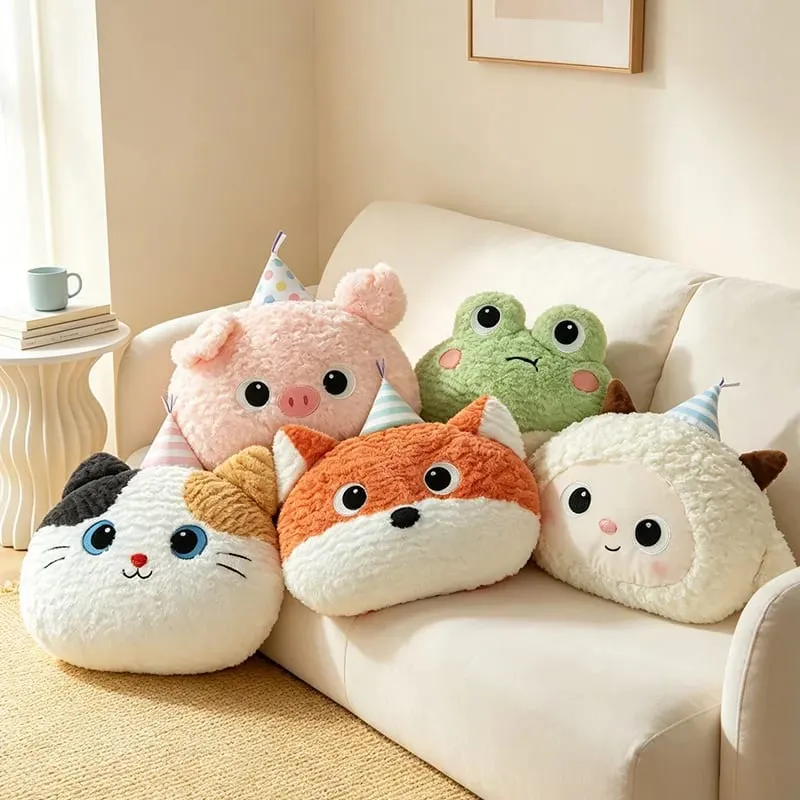 40CM Kawaii Cartoon Animal Plush Pillow Soft Stuffed Soft Fox Sheep Frog Cat Seal Dog Pig Cushion Funny Home Decoration Gifts — image 6