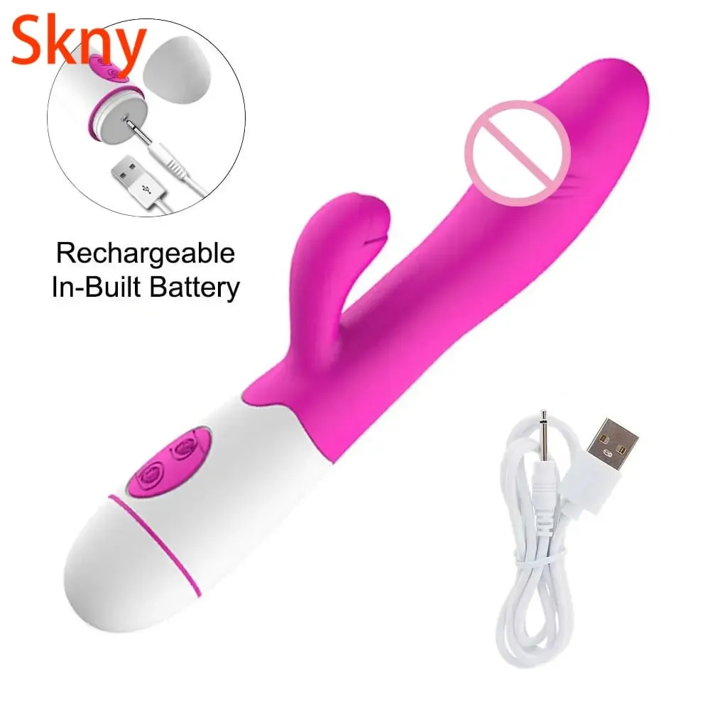 30 Speed Rechargeable Handheld Silicone Adult Clit Clitoral Clitoris Sex Toy G Spot Dual Motor Rabbit Vibrator for Women Female — image 3