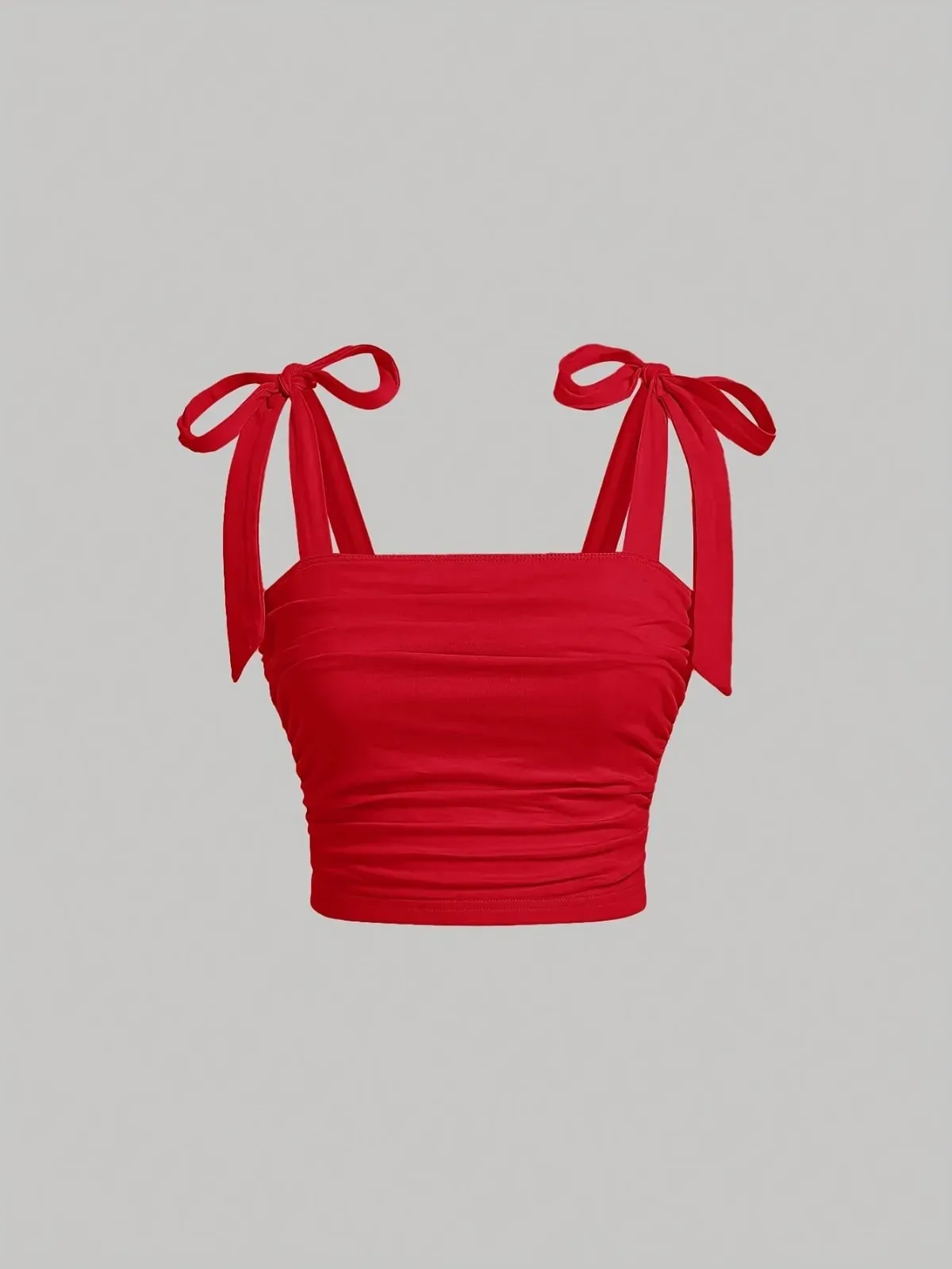 Chắc Chắn Thắt Vai Vải Xếp Dây Đeo Rộng Slim Fit Crop Top Nữ Mùa Hè 2025 Y2K Quần Áo Hồng Hở Lưng Cami Top Dạo Phố — image 16