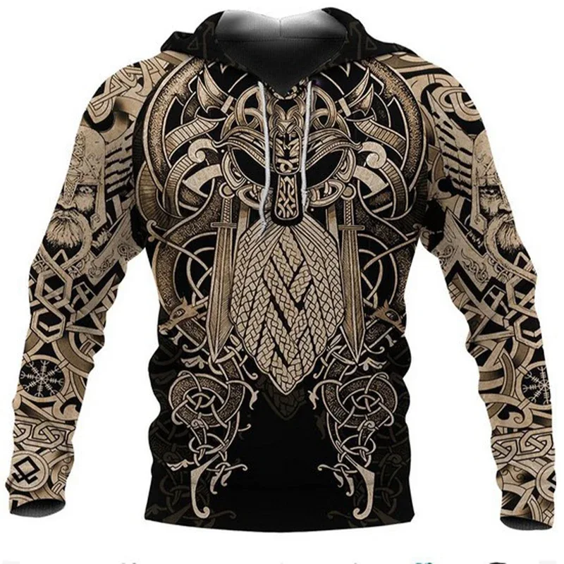 2024 Mens Felpe con cappuccio Eagle Tattoo Pattern Vikings 3D stampato Moda Casual Harajuku Hip Hop Autunno e inverno Sudaderas oversize — image 10