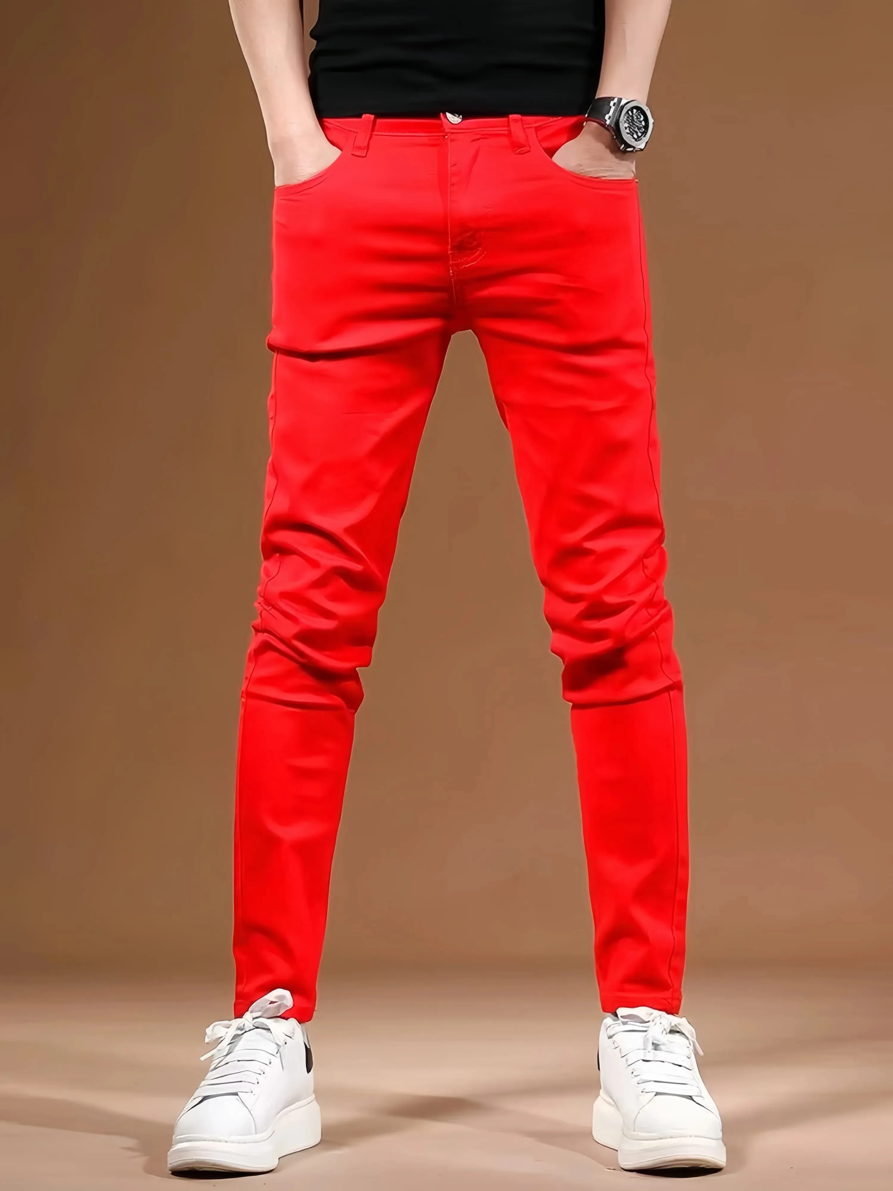 Rote lange Hose für Herren, kugelsicher, im Business- und Büro-Stil, einfach und vielseitig, geeignet für verschiedene Anlässe — image 5