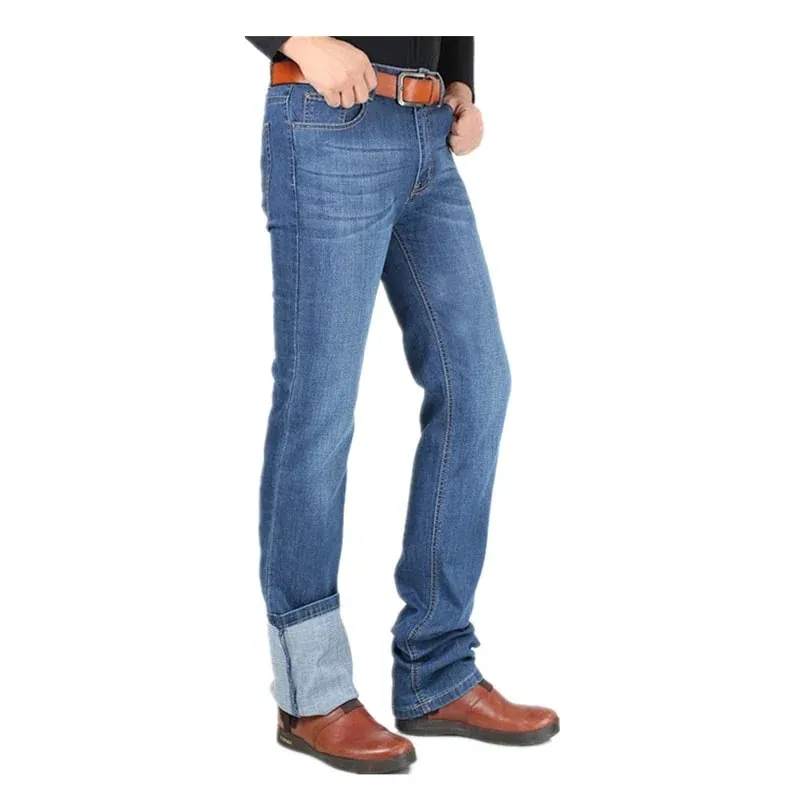 Extra Long Pants 117CM Tall Men 195CM Plus Size 42 44 46 Classic Blue Stretched High Waisted Elastic Trousers Denim Slim Jeans — image 3