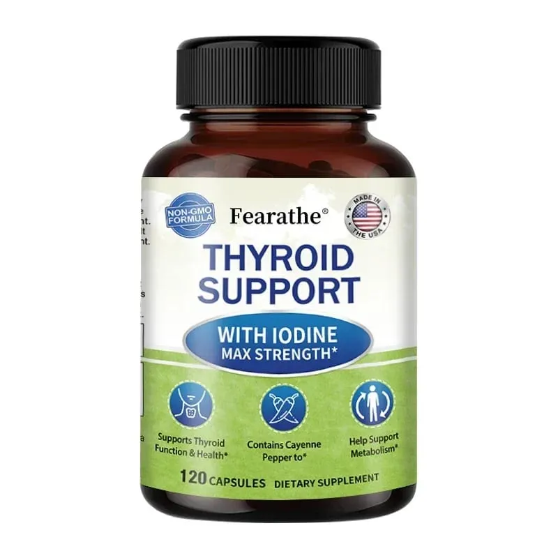 Maximum Strength Iodine Capsules - Thyroid Support Supplement Helps Metabolism For Thyroid Function and Health