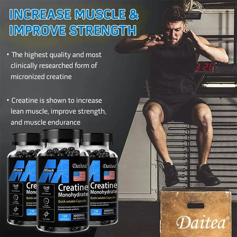 Daitea Creatine 3000 mg Monohydrate - Kekuatan Prestasi Otot Suplemen Pemakanan Dewasa Mesra Keto — image 6