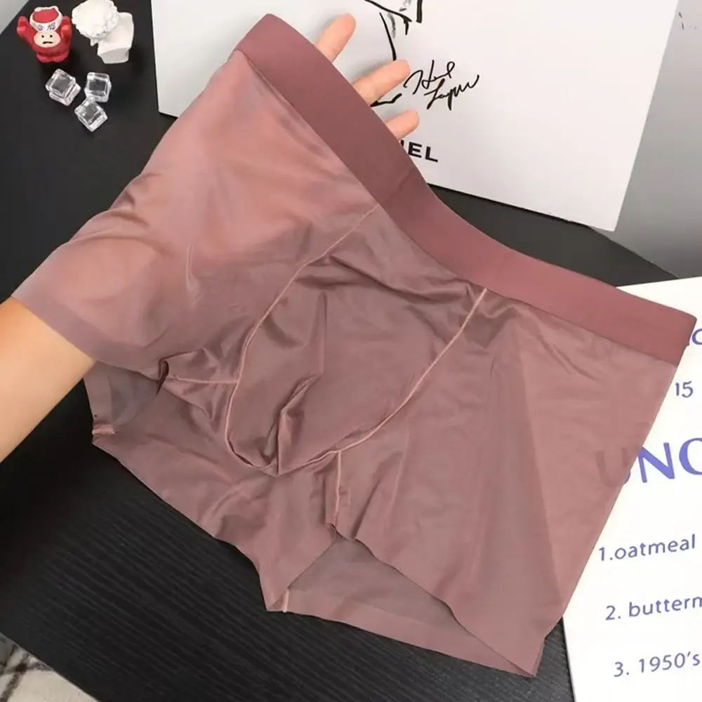 Mutandine da uomo elastiche sexy da uomo Asciugatura rapida Boxer ultrasottili Boxer trasparenti Intimo U Custodia rigonfiamento Sexy Und — image 3