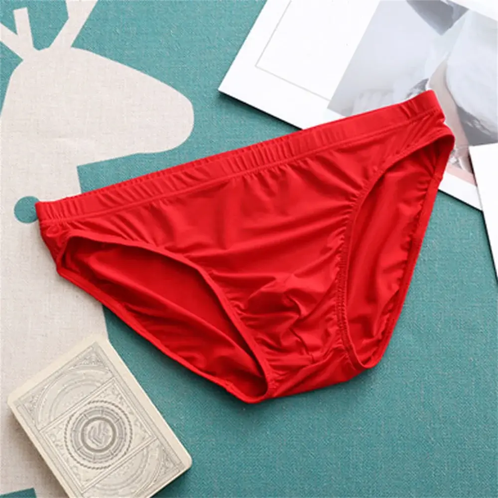 Man Ice Silk Bulge Pouch Underwear Breathable Seamless Briefs Summer Thin Boys Sports Low Waist Sexy Summer Panties — image 5