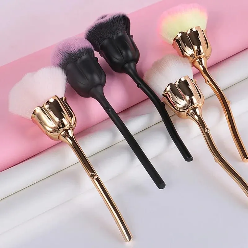 Rose Flower Nail Art แปรงลบเล็บแปรงฝุ่นอะคริลิคคุณภาพสูง UV GEL ผงทำความสะอาดเครื่องมือแปรงแต่งหน้าความงาม — image 2