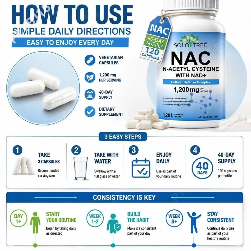 NAC 1150 مجم NAD + 50 مجم كبسولات مجمع الدفاع الخلوي لمضادات الأكسدة لدعم الصحة المناعية وإنتاج الطاقة غير المعدلة وراثيًا 120 قيراط — image 5