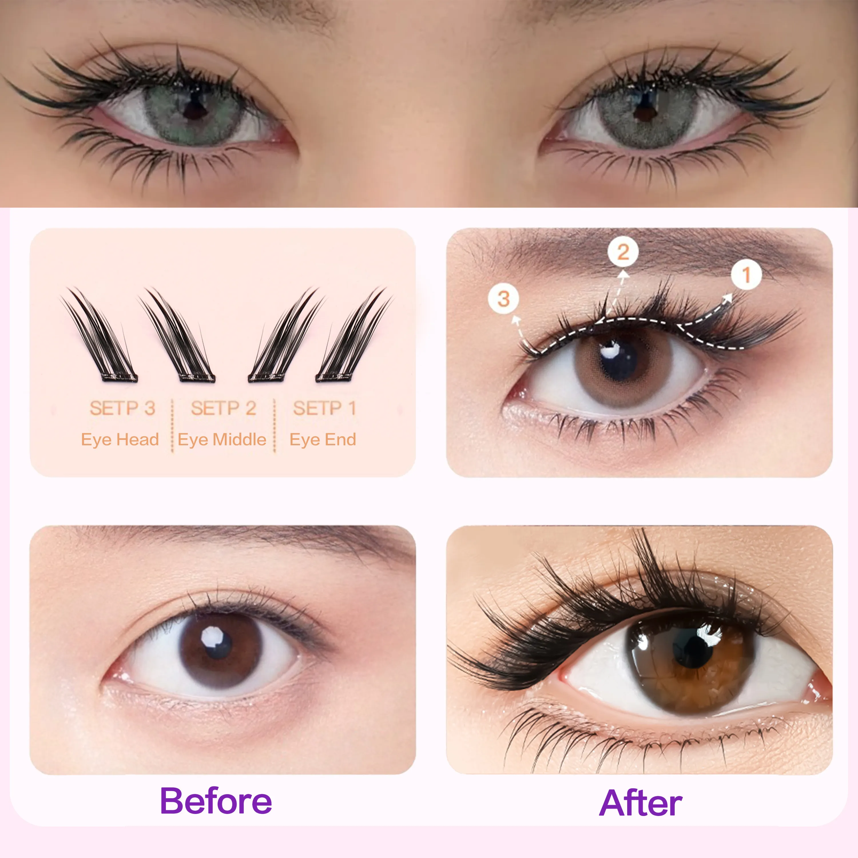 FindLove – faux-cils pré-collés Fox, boucles C, 12mm, réutilisables, Manga, doux, sans colle, outils de maquillage — image 4