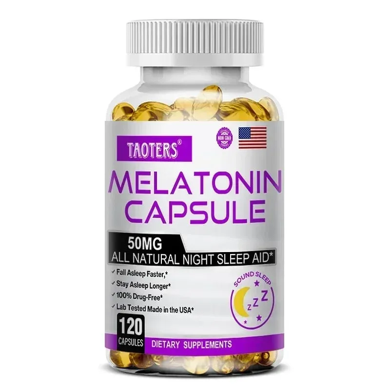 メラトニン カプセル 50mg - 入眠を促進し、心を素早く落ち着かせます。自然な睡眠補助サプリメントです。