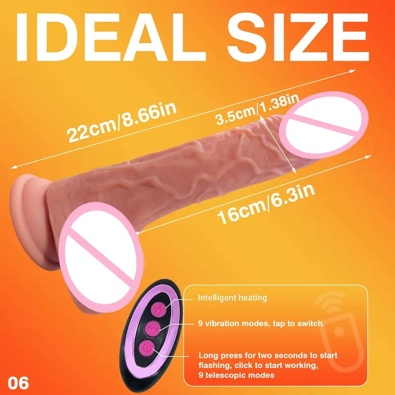 9 trybów wibracji 3 tryby rozciągania i 3 tryby wytrząsania Dildo elektryczne kobiece zabawki erotyczne silikonowe Dildo teleskopowe wibracje wibracyjne ogrzewanie 18+ — image 8