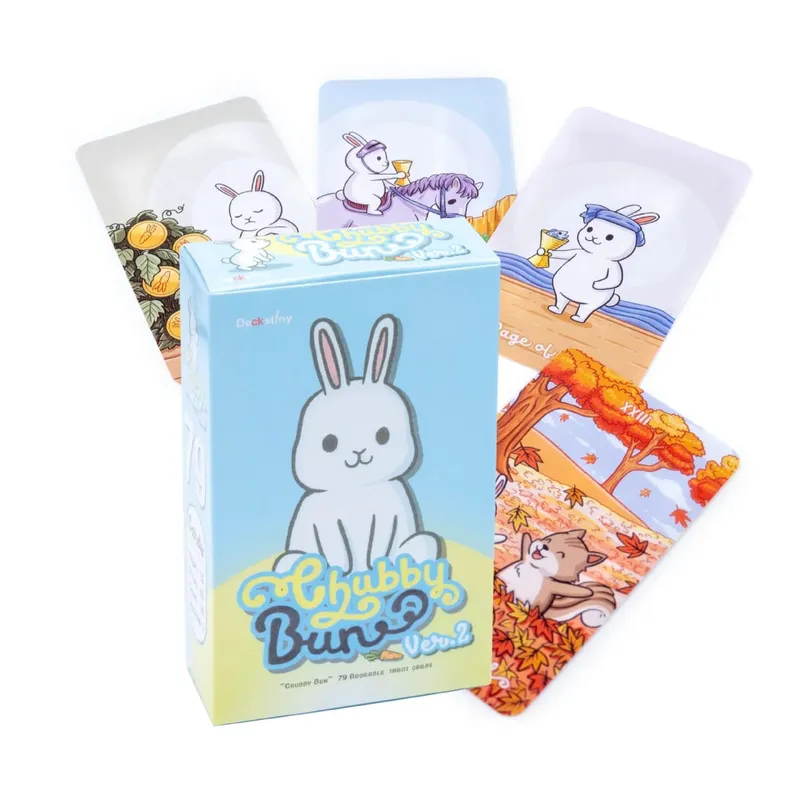 1 stk dæk Chubby Bun Rabbit Tarot Deck Version 2 Leisure Party Bordspil Højkvalitets Fortune-telling Prophecy Oracle Cards — image 3