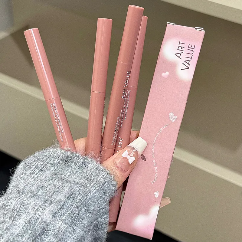KUNSTWAARDE Tweekleurige liggende zijderupspen onder eyeliner Fleuren schaduw make-up potlood naakt roze onderste ooglid markeerstift contour — image 6