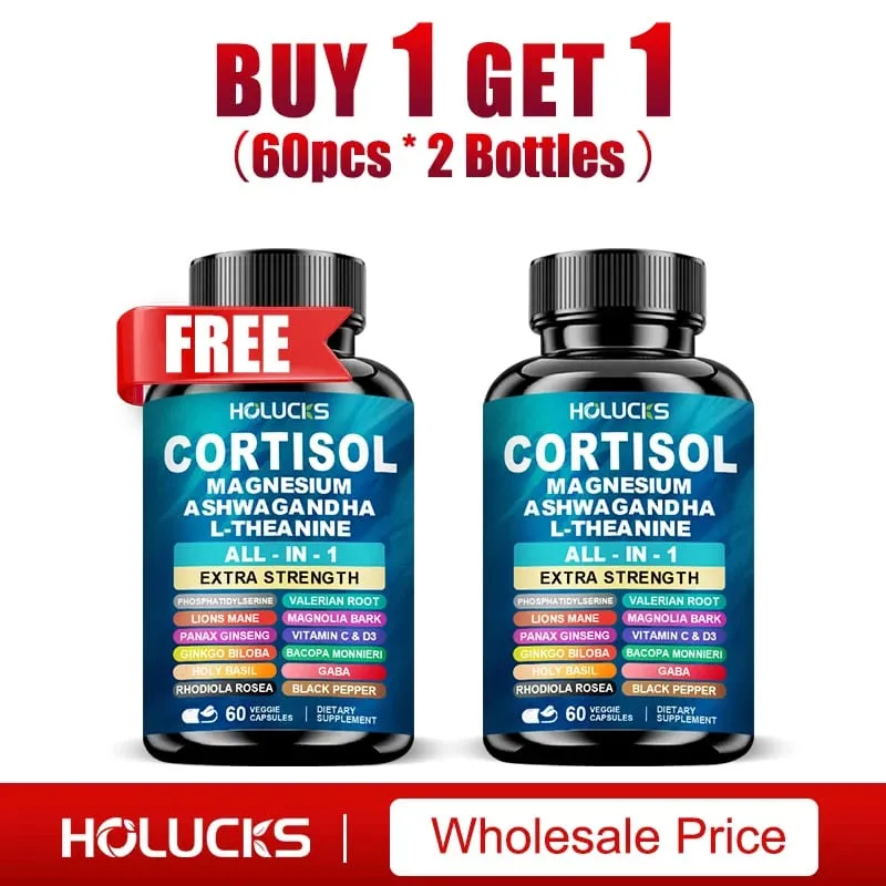 Buy 1 Get 1 Free! Premium Cortisol Capsules Support Balances Hormones Reduces Hot Flashes & Promotes Restful Sleep Non-GMO