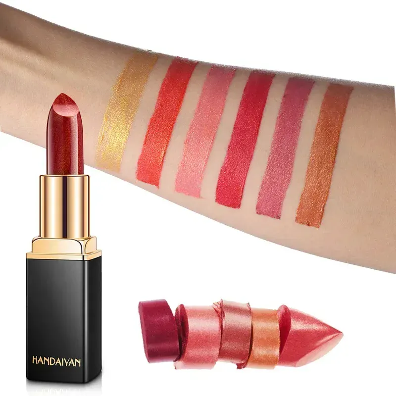 Značka Professional Lips Makeup Voděodolný Shimmer Dlouhotrvající pigment Nude Pink Mermaid Shimmer Lipstick Luxusní kosmetický make-up — image 5
