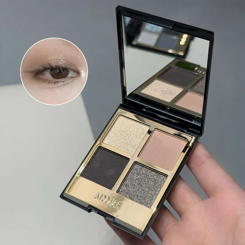 Palette de fards à paupières scintillants, 4 couleurs, noir fumé, mat, paillettes, pigments pour les yeux, longue durée, imperméable, maquillage pour les yeux — image 7