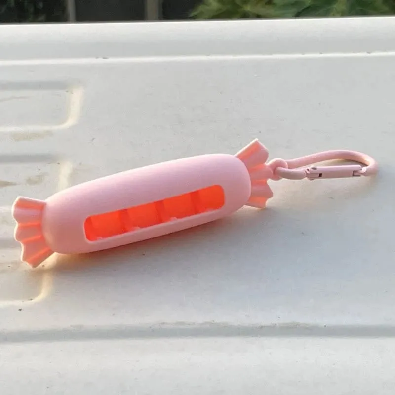 Bow Candy Peanut Shape Silikon Penutup Gincu Rantai Kunci Beg Simpanan Gincu Warna Pepejal Pemegang Balsem Bibir Ringan — image 24