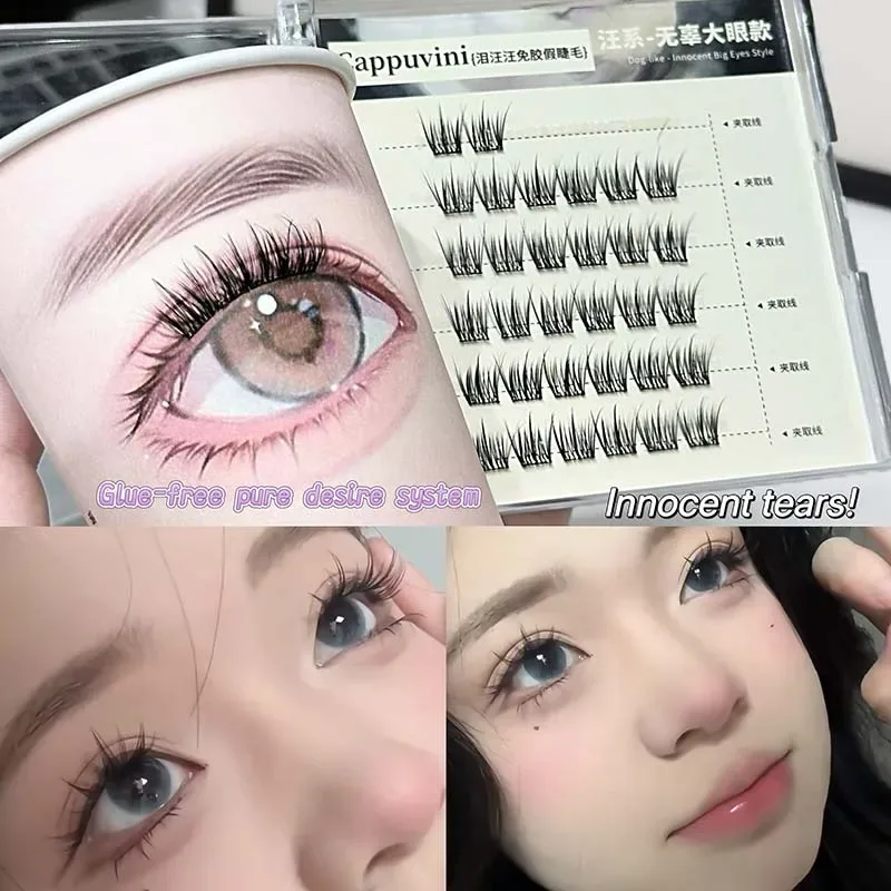 Cappuvini No Glue Needed False Eyelashes Natural Doll Eye Look Reusable Glueless Lashes Set for Wide Eyed Innocent Effect — image 2