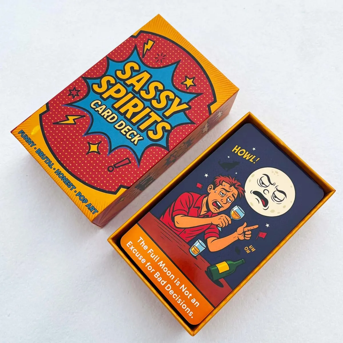 Balíček 78 karet Sassy Spirits Balíček karet Oracle, humorné věštecké karty obsahuje vtipný upřímný trendový umělecký komiksový styl — image 3