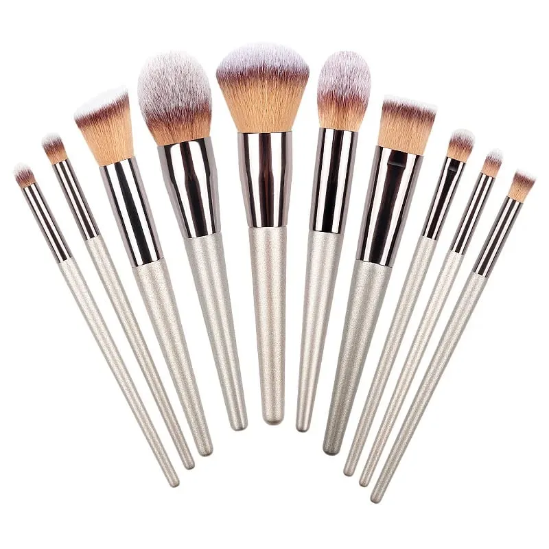 4/10/14/20PCS Champagne Gold Berus Mekap Set Bedak Bedak Bedak Mata Pembayang Mata Berus Bibir Kening — image 3