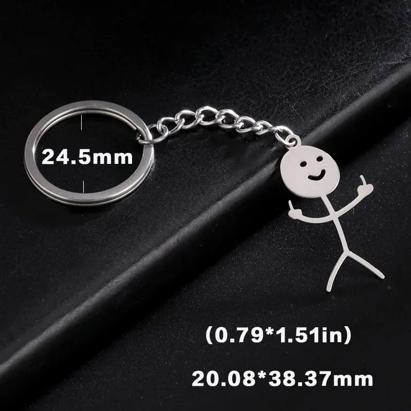 Teamer ตลกนิ้วกลาง Stickman พวงกุญแจ 2026 แนวโน้มน่ารักกระเป๋าจี้รถคู่ใหม่ Trinket ของขวัญพวงกุญแจ