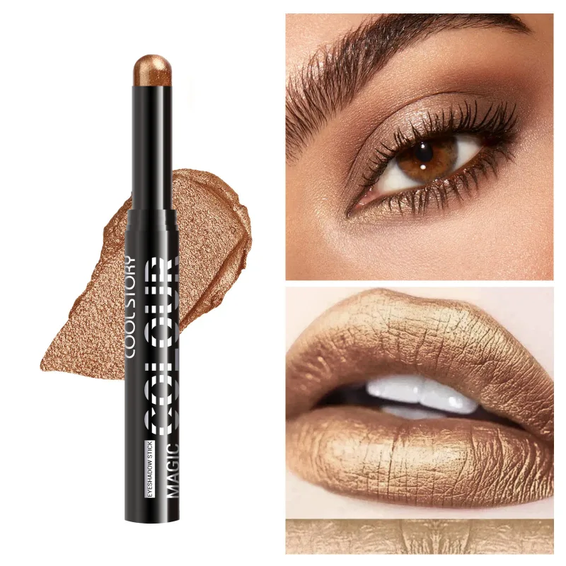 2 en 1 fard à paupières rouge à lèvres bâton crayon imperméable paillettes éclaircir mat ombre à paupières maquillage Pigment fard à paupières stylo — image 29
