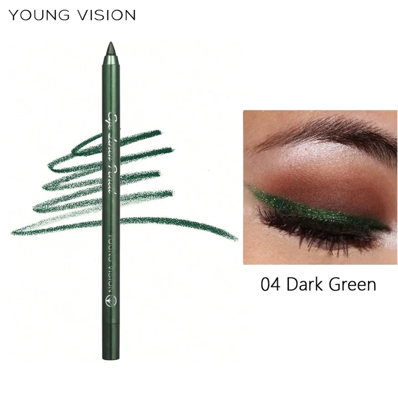 Wodoodporny perłowy niebiesko-zielony eyeliner w ołówku długotrwały metaliczny brokatowy eyeliner w żelu o wysokiej pigmentacji punkowy makijaż oczu — image 9