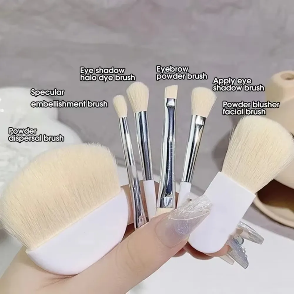 6 ks/sada Soft Bristles Mini sada štětců na make-up Mixovací štětec Více hlavic štětců Sada kosmetických štětců s úložným boxem — image 6