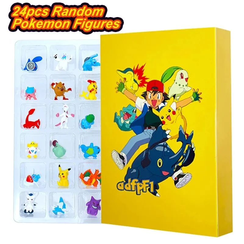 Pokemon Figura Calendario dell'Avvento Confezione regalo mini Pikachu Personaggio Bulbasaur Collezione di regali di giocattoli di Natale Giocattolo modello da tavolo