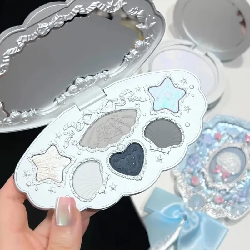 Makyaj Seti Çiçek Bilir Kabuk İnci Tavşan Bahçe Ayar Pudrası Dudak Parlatıcısı Allık Hepsi Bir Arada Kabartma Tozu Glitter Fosforlu Kit — image 4